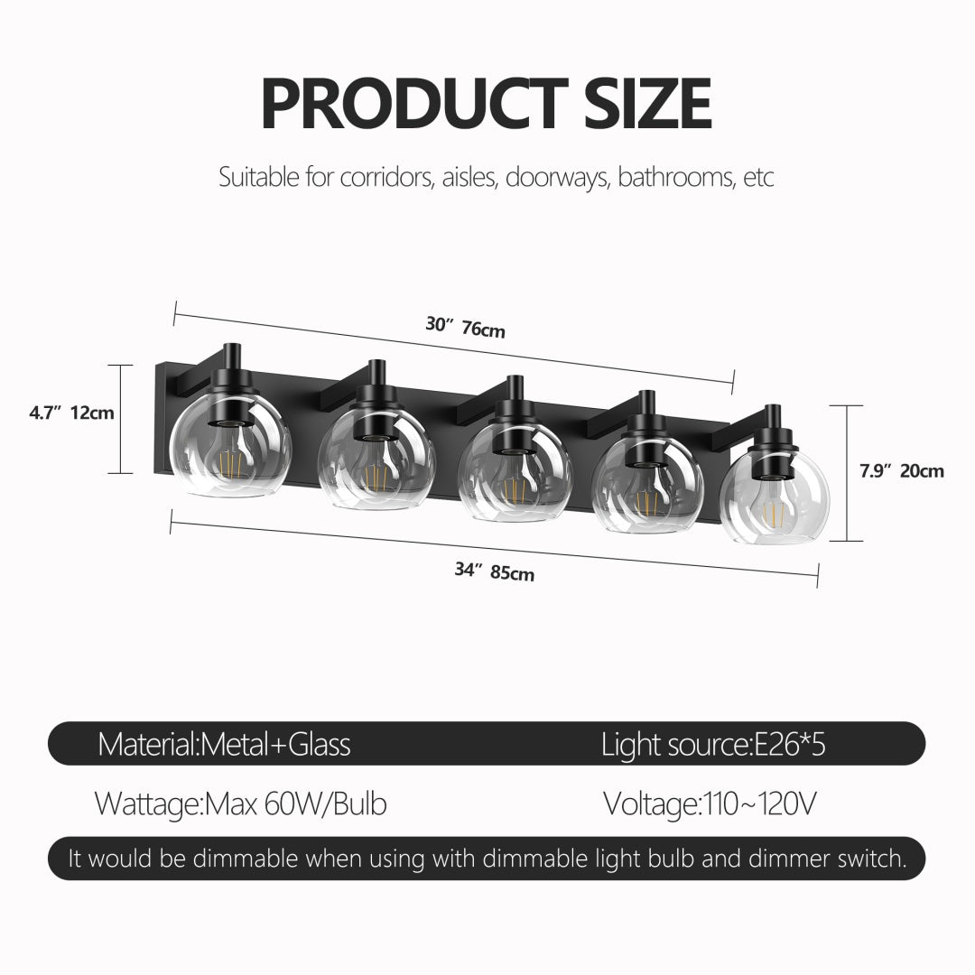 Bathroom Light Fixtures Over Mirror 5-Lights Bathroom Vanity Light Wit