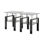 Square Tempered Glass Coffee Table Set | Lift-Top Design