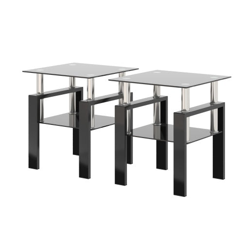 Square Tempered Glass Coffee Table Set | Lift-Top Design