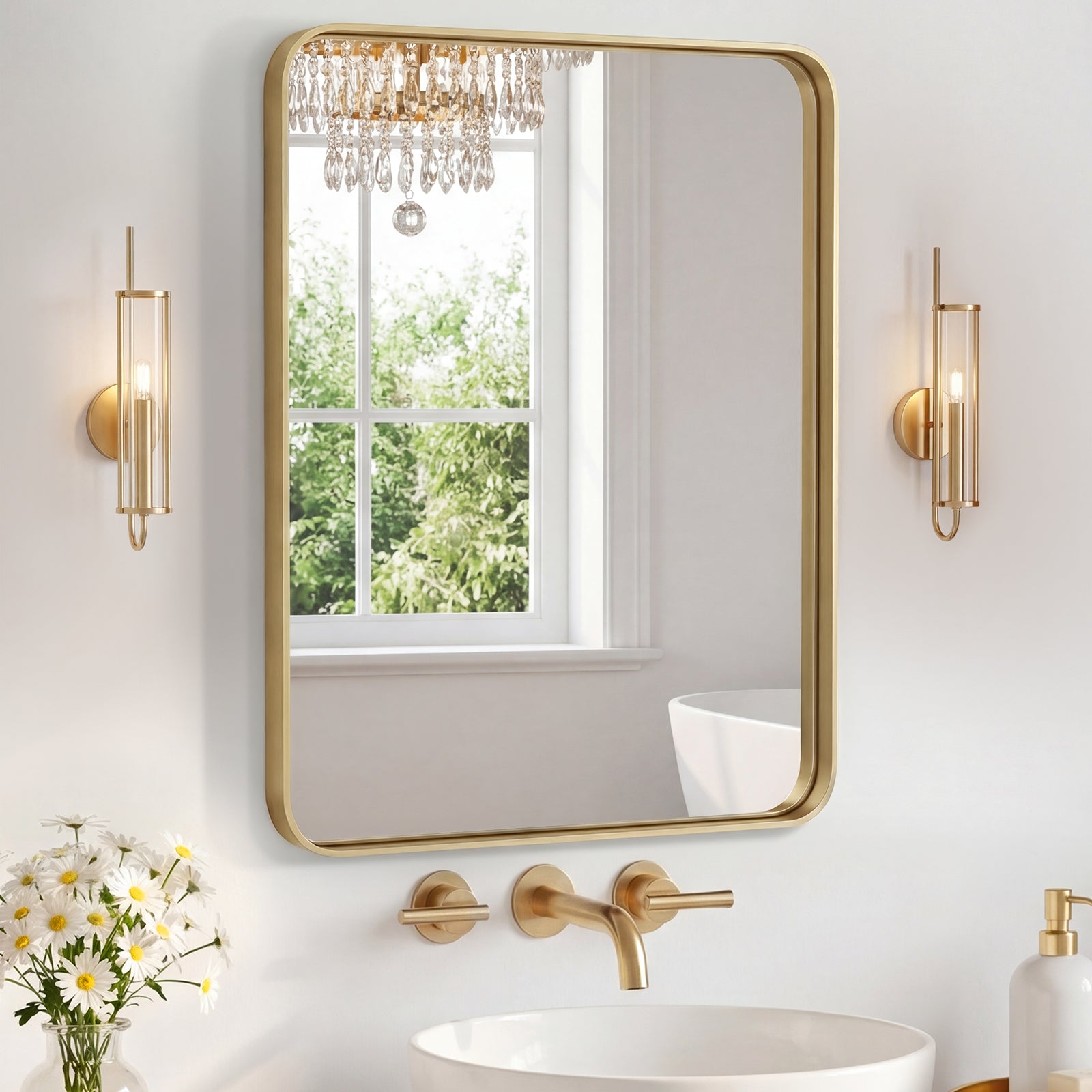 Wall Mirror With Rectangular Metal Frame