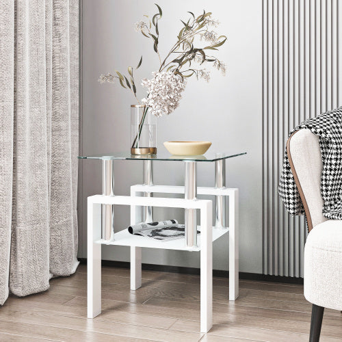 White Glass Coffee Table |  2-Layer Design