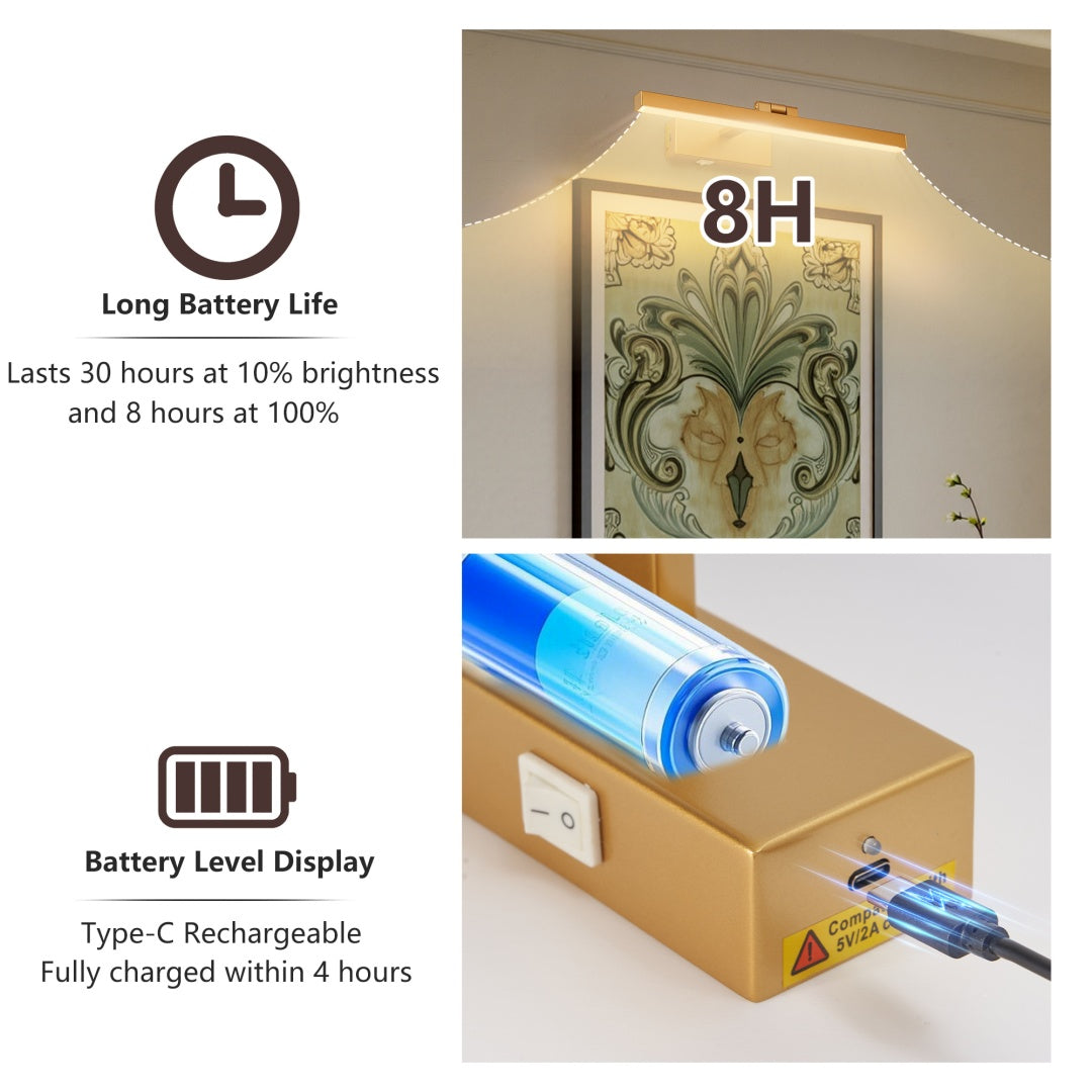 16inch Gold Bathroom Light Fixtures Over Mirror Modern Dimmable LED Va