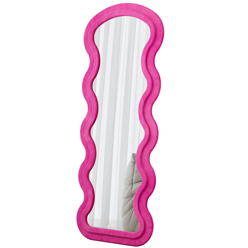 Flannel Full Length Wave Rose Floor Mirror For Bedroom Living Room Han
