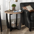 Rustic Round End Table | Storage Shelf