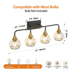 31 Modern 4-Light Vanity Wall Sconce - Black And Gold Bathroom Light F