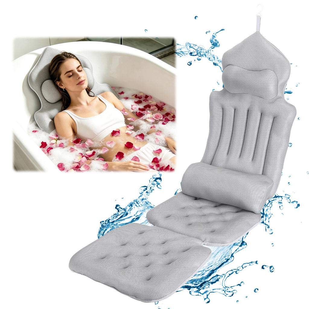 1Pc Full Body Bath Pillow With Headrest Lumbar Support Quick-Drying Ba