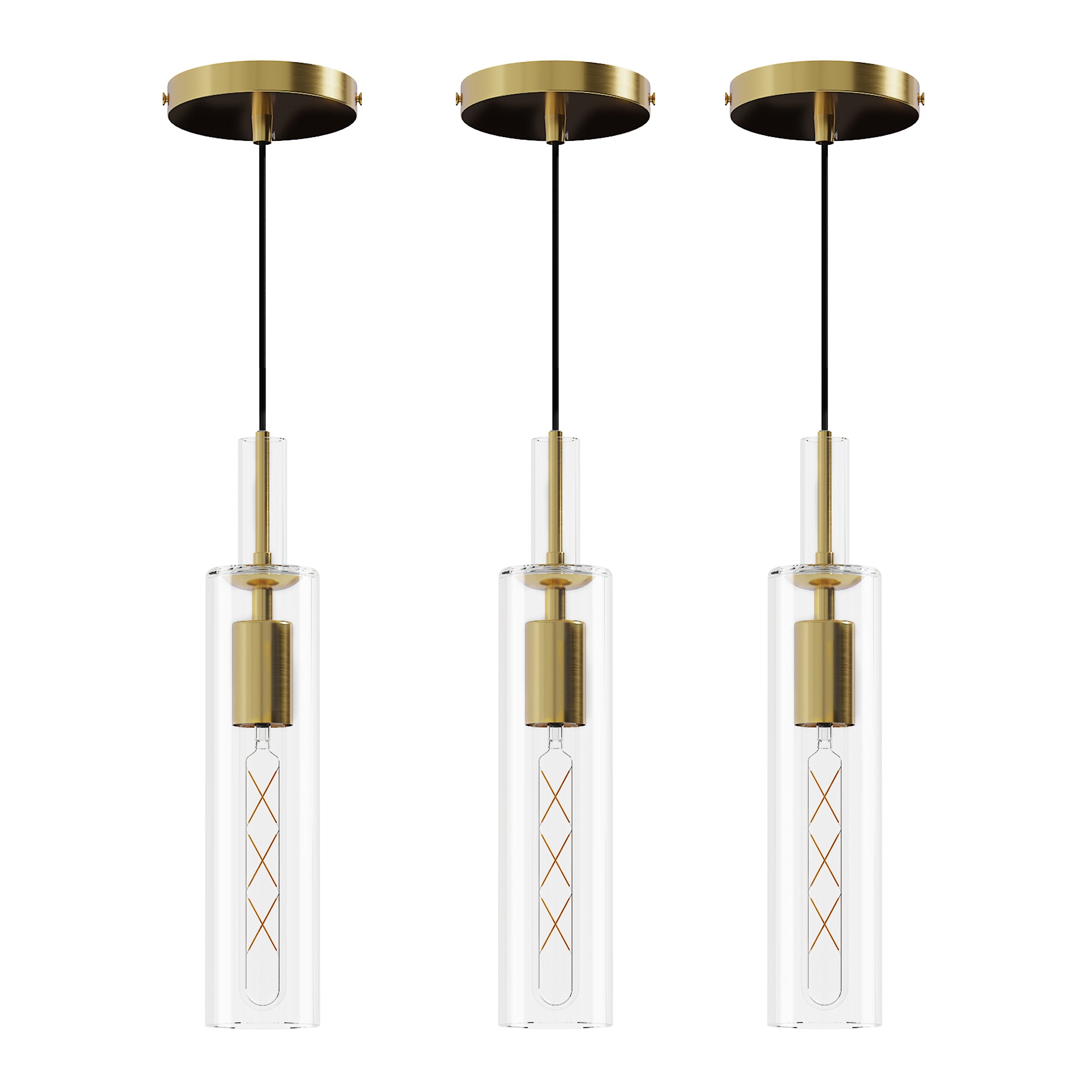 Gold Pendant Light, Modern Brass-Tone Ceiling Fixture