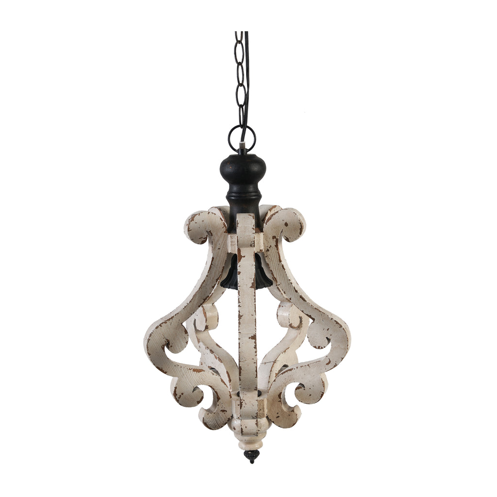Farmhouse Chandelier, Distressed Wood and Metal Candle Style