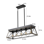 32in Black Gold Industrial 5-Light Pendant Chandelier