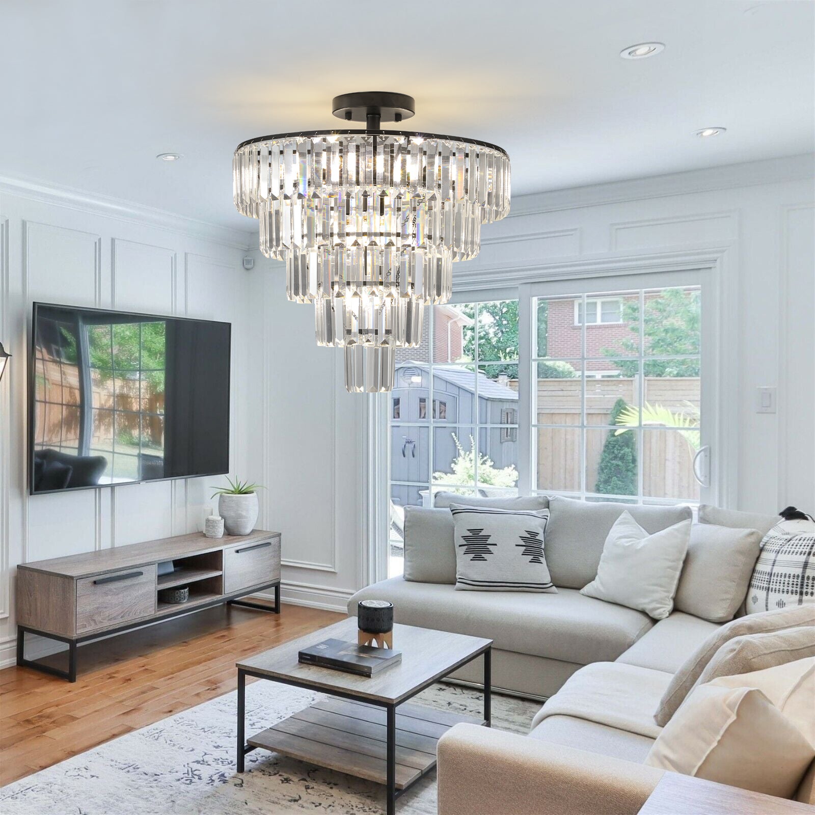 20 Black Crystal Chandelier Ceiling Light