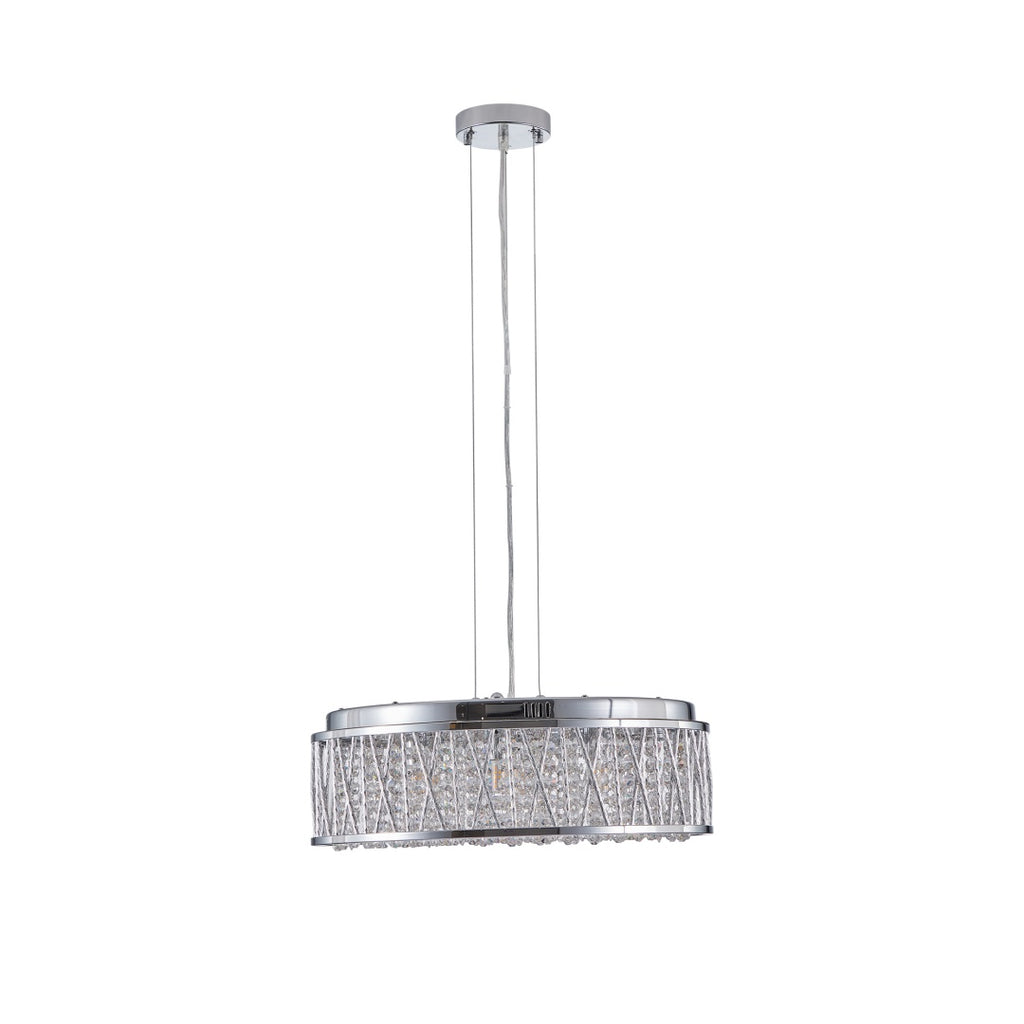 Modern Crystal Chandelier 19 Inches Aluminum Iron Round Ceiling Light
