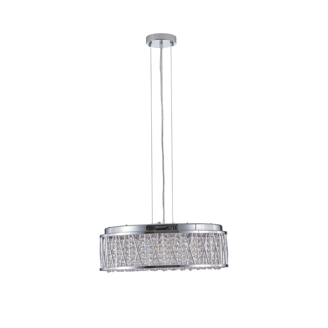Modern Crystal Chandelier 19 Inches Aluminum Iron Round Ceiling Light