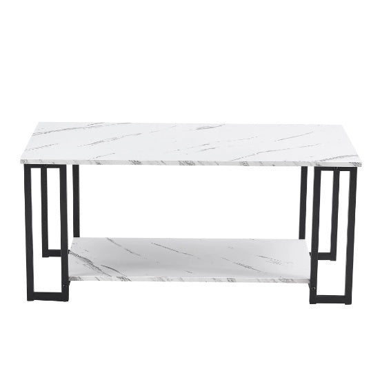 Modern Marble Coffee Table | 2-Tier Rectangular