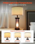 Table Lamps Set Of 2 Farmhouse Bedside Nightstand Lamps With USB Ports