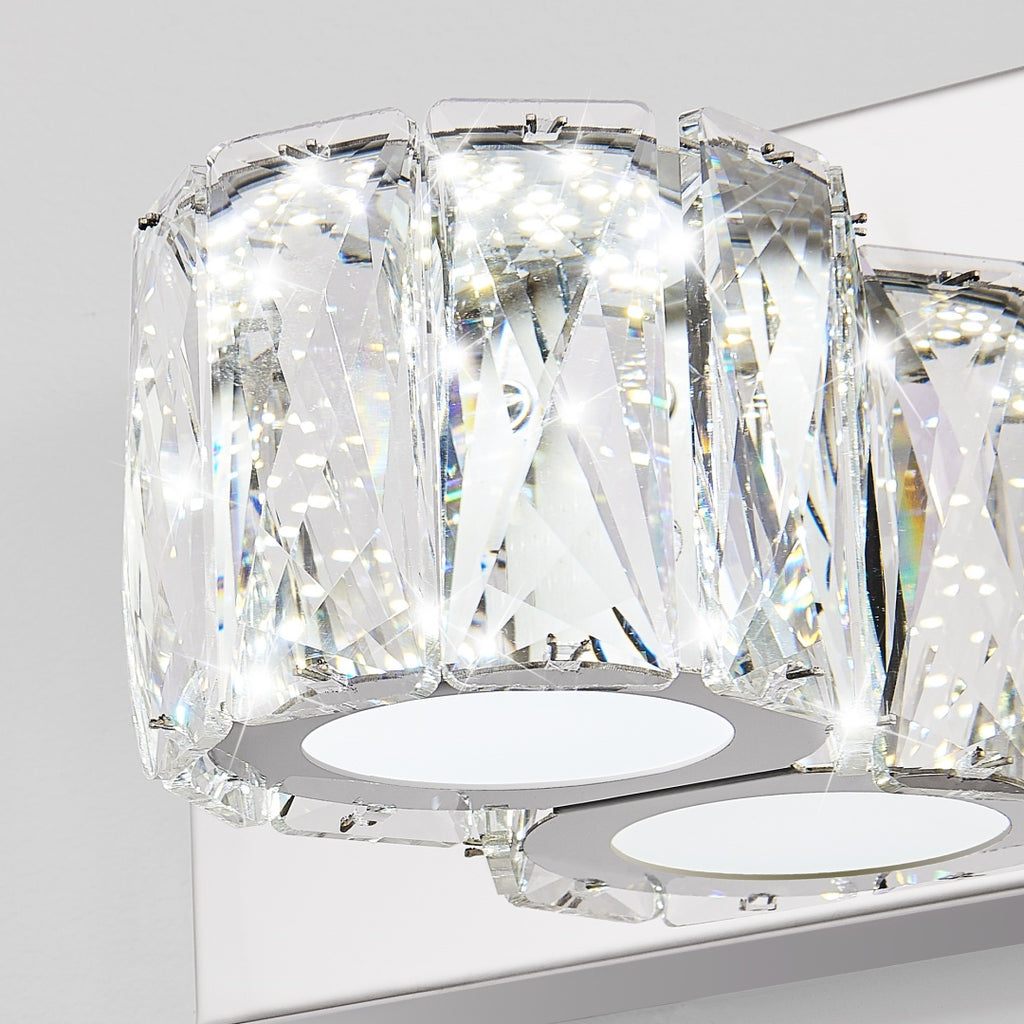 35 Modern Crystal 5-Light LED Wall Sconce -Elegant Chrome Bathroom Van