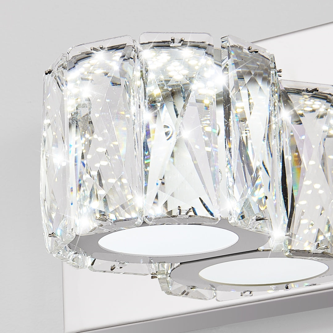 35 Modern Crystal 5-Light LED Wall Sconce -Elegant Chrome Bathroom Van