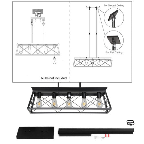 Modern Farmhouse Chandelier | Rectangular Ceiling Light