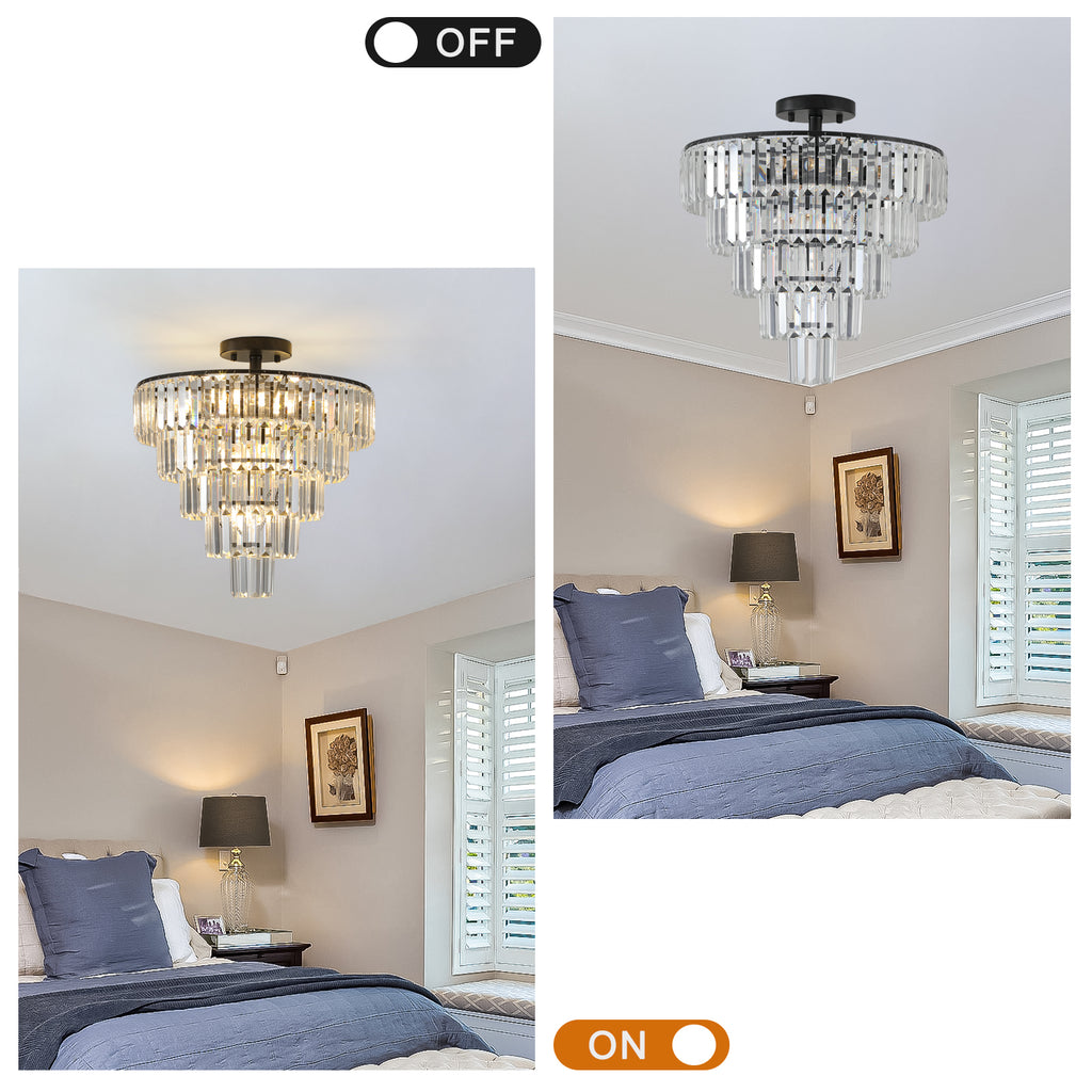 20 Black Crystal Chandelier Ceiling Light