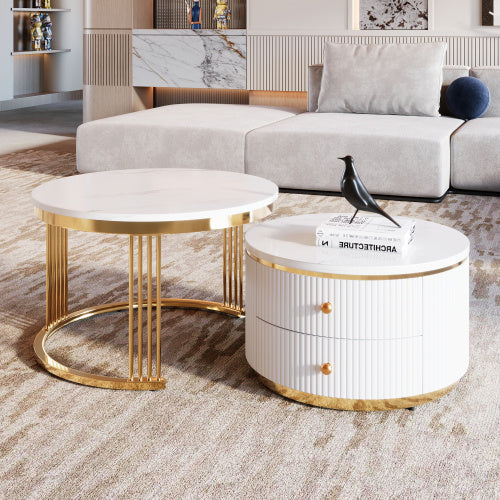 Gold White Nesting Tables | Round Design