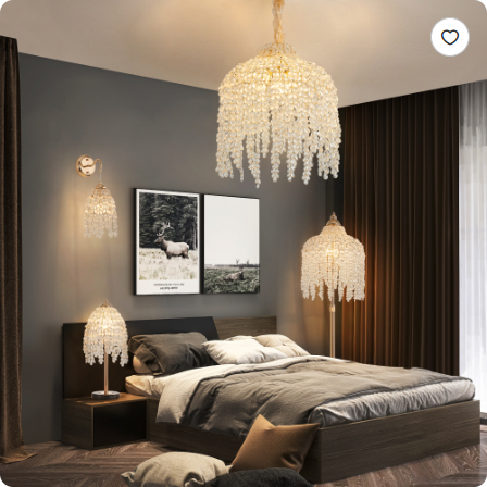 19 Inch Height Elegant Crystal Table Lamp Vintage Waterfall Design Wit