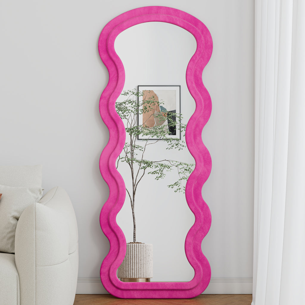 Flannel Full Length Wave Rose Floor Mirror For Bedroom Living Room Han