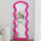Flannel Full Length Wave Rose Floor Mirror For Bedroom Living Room Han