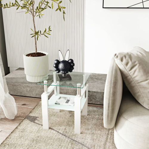 White Glass Coffee Table |  2-Layer Design