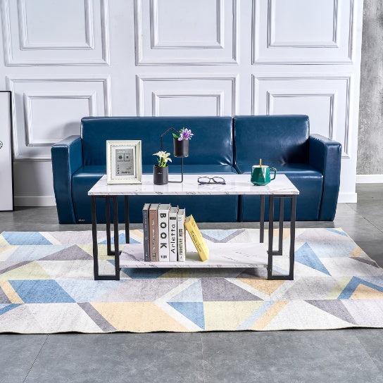 Modern Marble Coffee Table | 2-Tier Rectangular