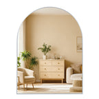 30x36 Inch Silver Metal Framed Arched Bathrrom Mirror For Wall.