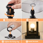 20.5in Black Farmhouse Bedside Table Lamp For Living Room