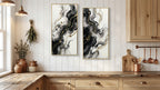 Large Framed Black And White Abstract Wall Art