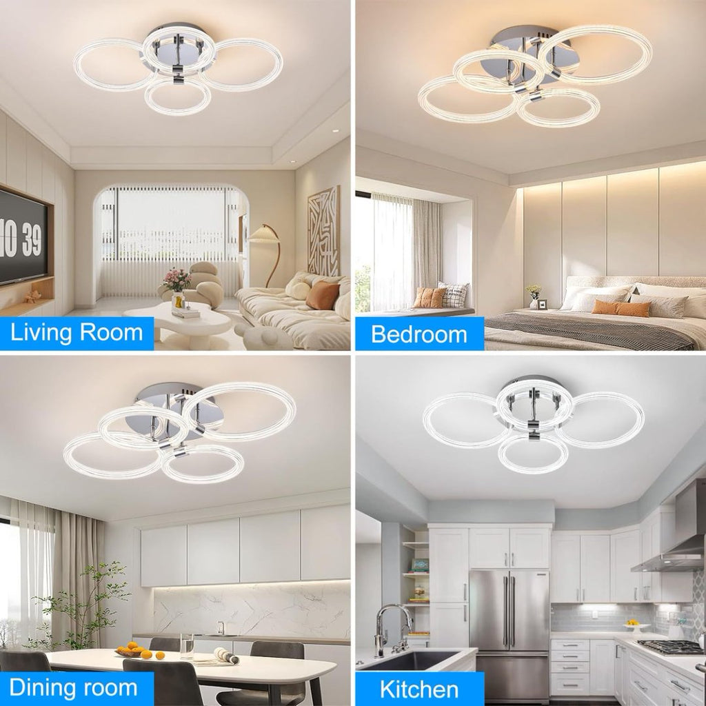 Modern LED Ceiling Light, 4-Head Acrylic Flush Mount