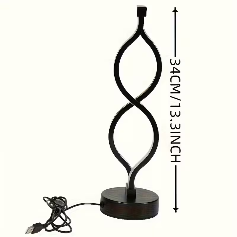2Pcs Modern Wave-Shaped USB Desk Lamp With 3-Color Dimmable Lighting F