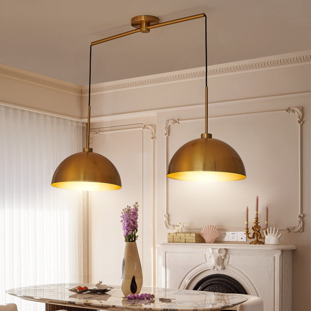 41inch Industrial Modern Copper Color Double Pendant Light Adjustable
