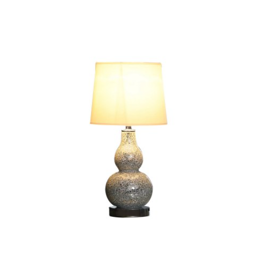 19.5 In Mirror Glass Mosaic Silver Chrome Polyresin Table Lamp