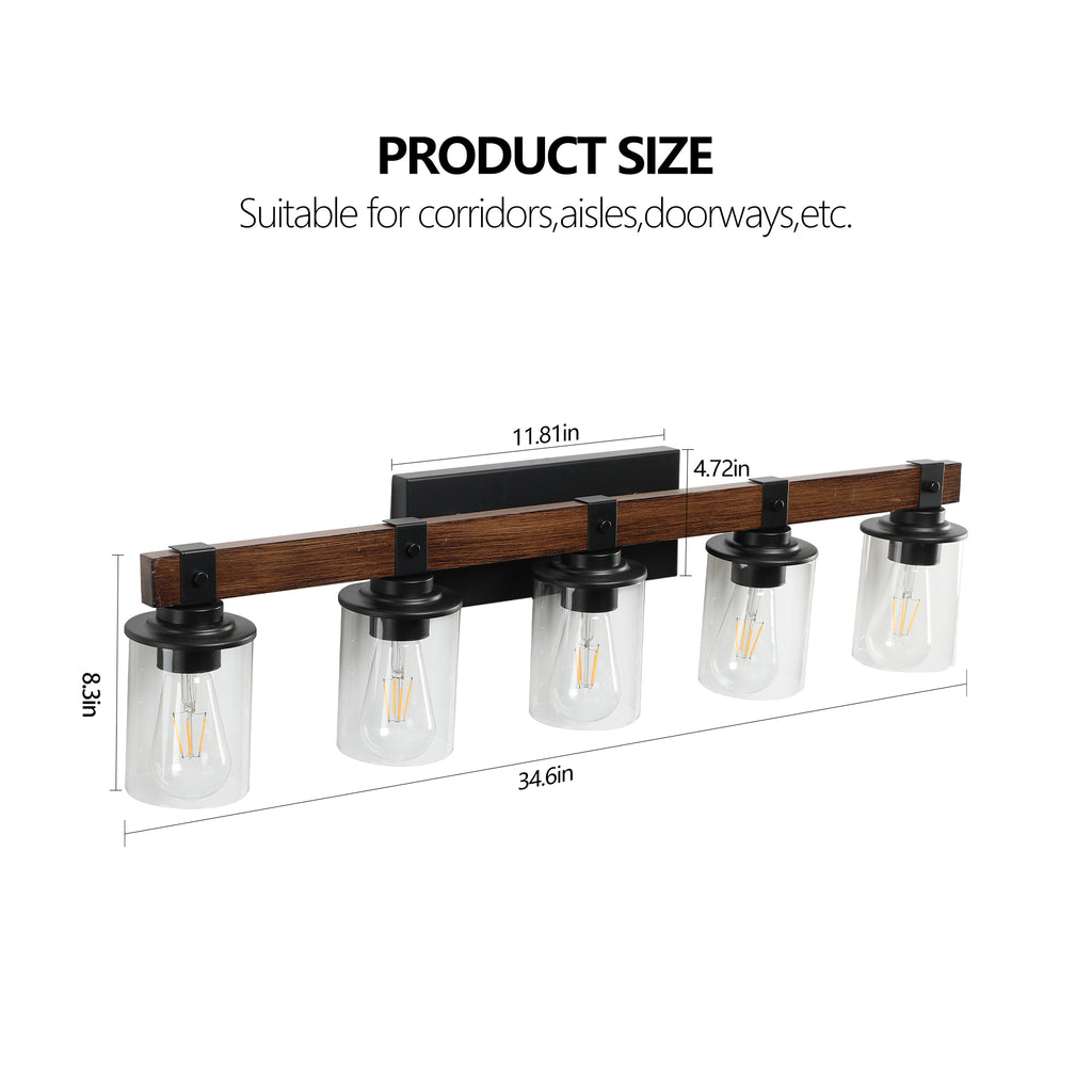 35 Rustic 5-Light Vanity Light