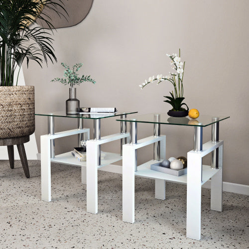 Tempered Glass Coffee Table Set | Square Design