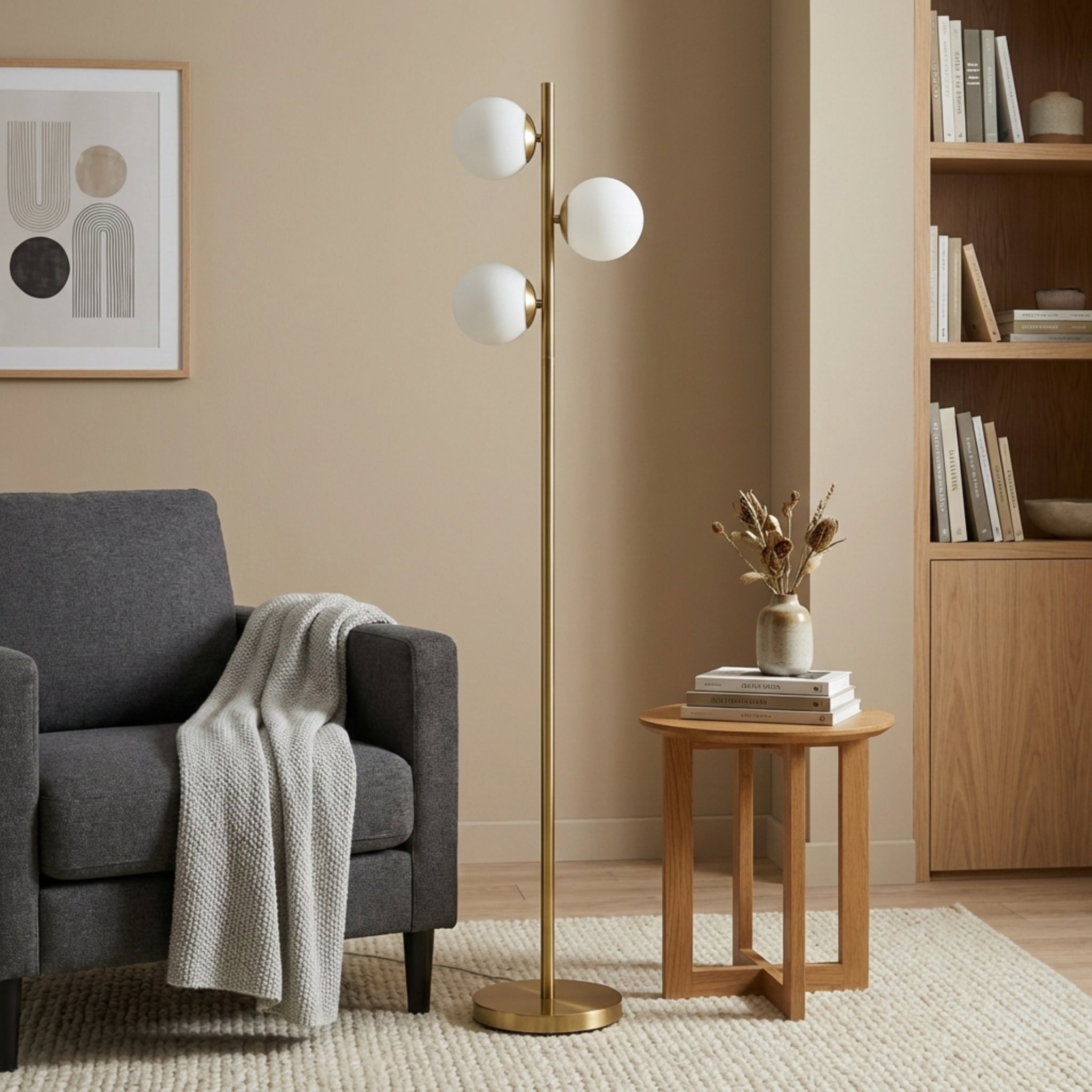 Brilliance Modern Gold Brush Floor Lamp