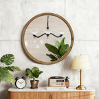 Round Wood Framed Wall Mirror