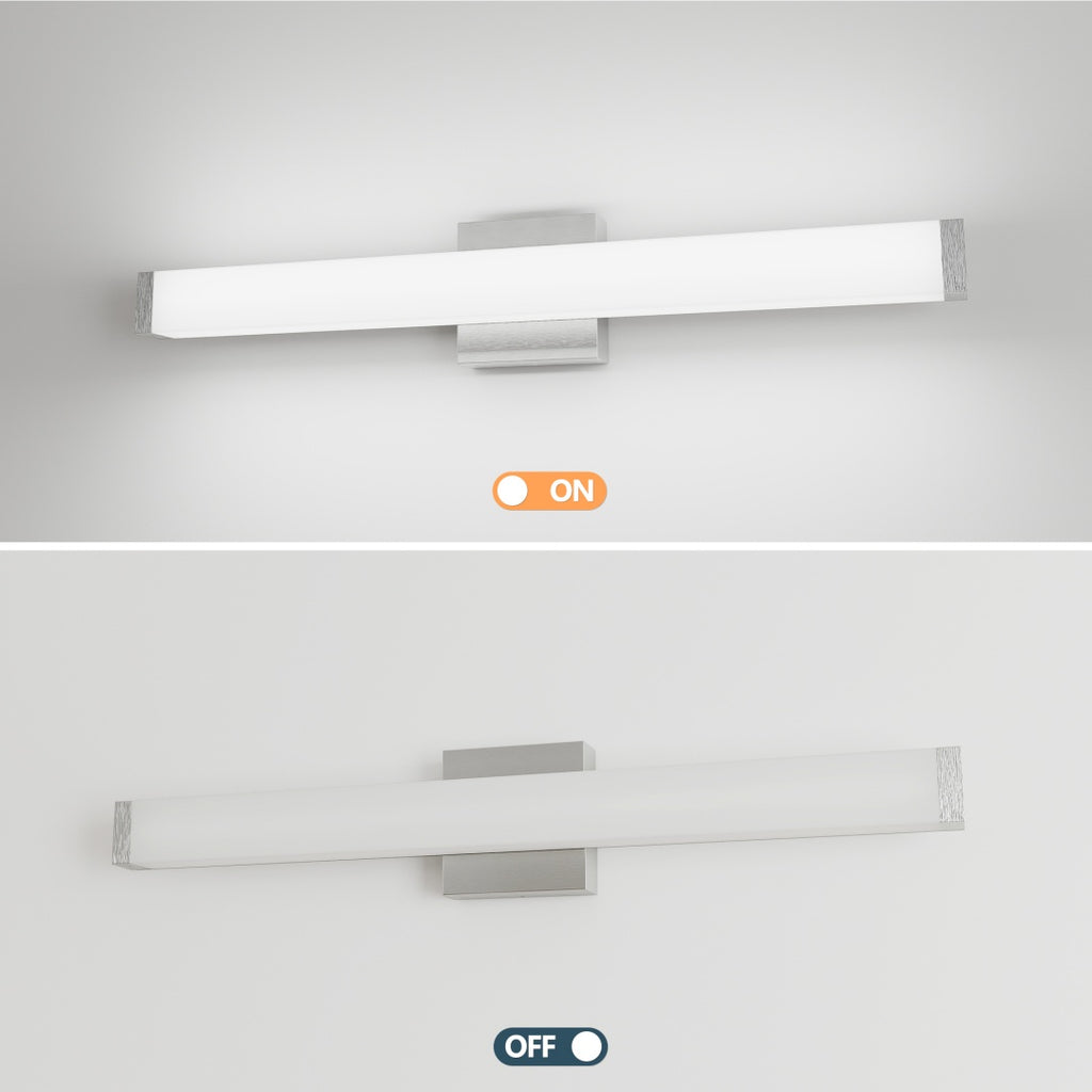 Bathroom Vanity Light Brushed Nickel Square LED 25 Inch 14W 6000K Cool