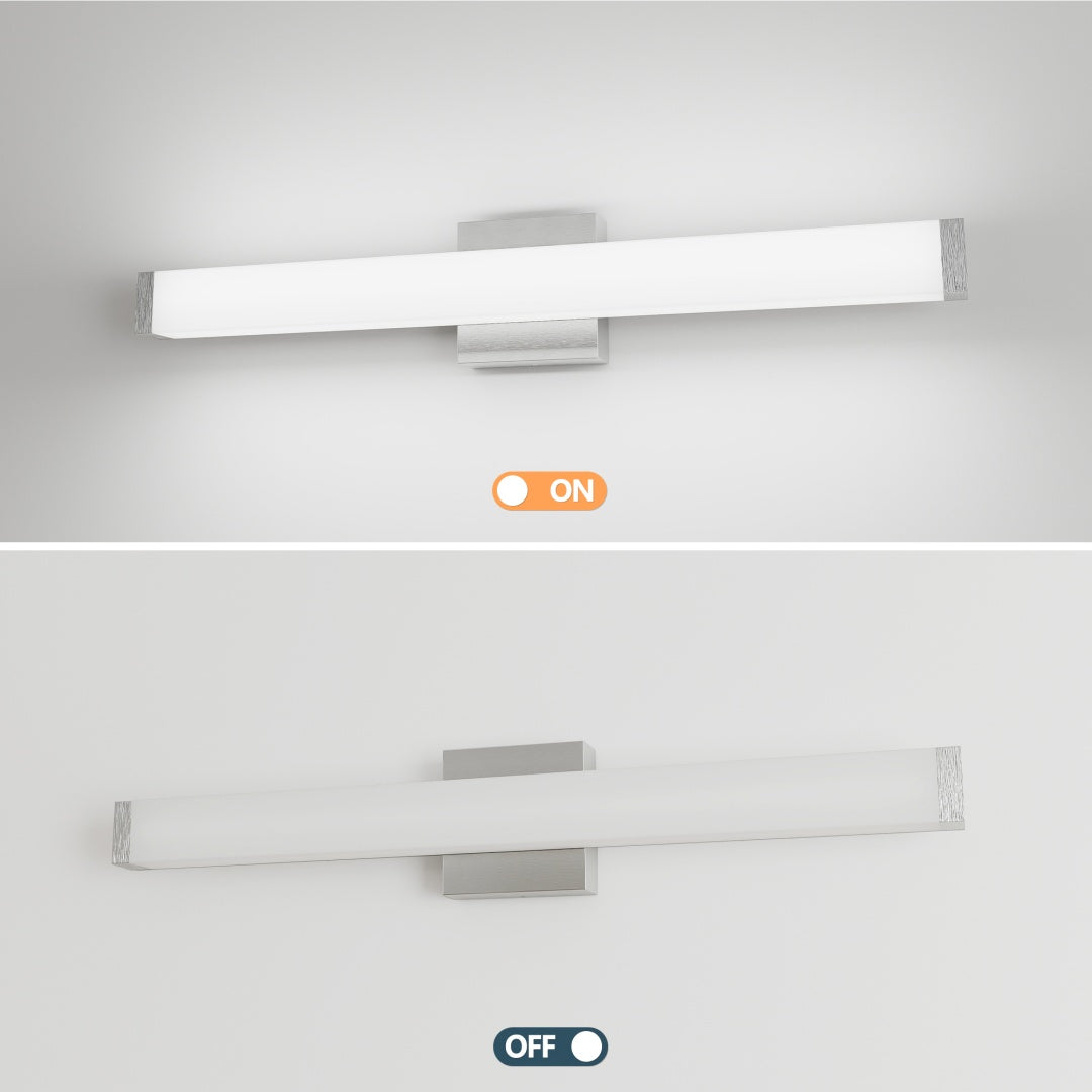 Bathroom Vanity Light Brushed Nickel Square LED 25 Inch 14W 6000K Cool