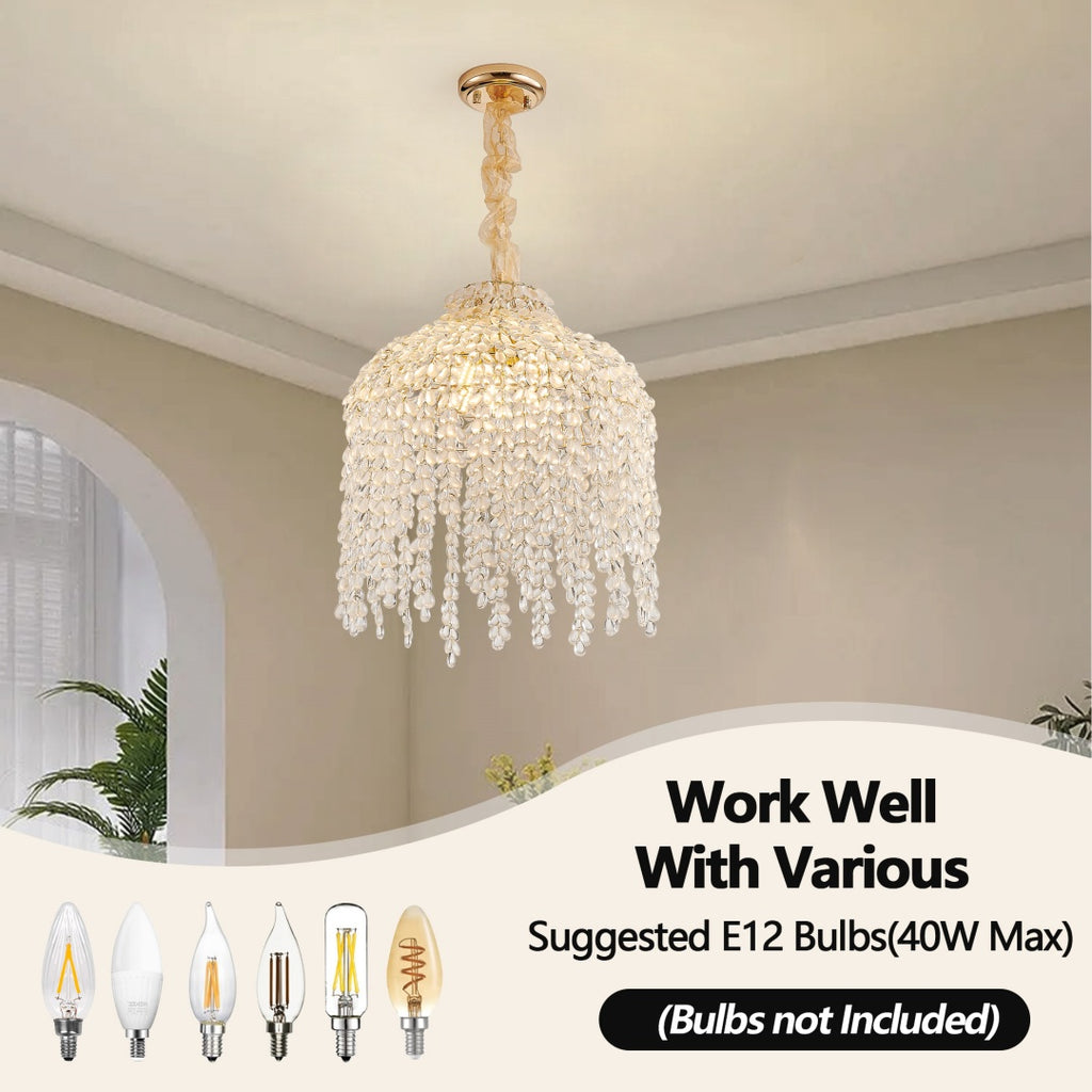 16 Inch 5-Light Crystal Pendant Light Chandelier- Elegant Waterfall De