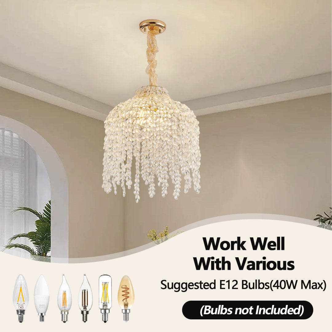 16 Inch 5-Light Crystal Pendant Light Chandelier- Elegant Waterfall De