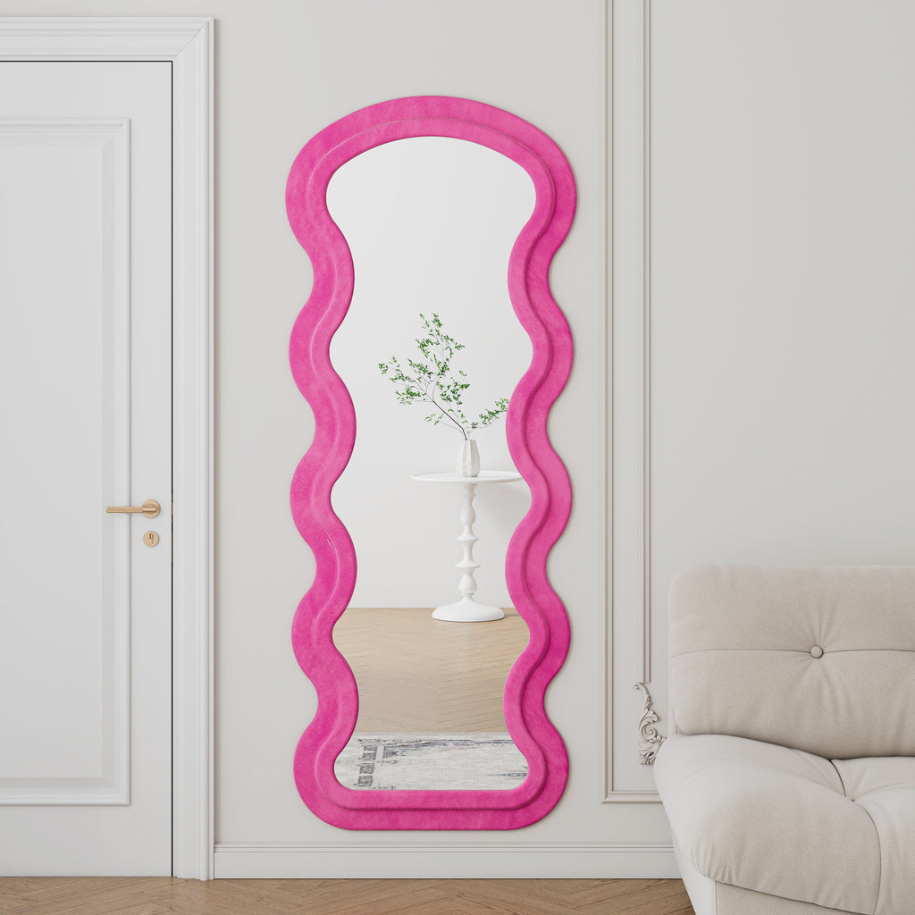 Flannel Full Length Wave Rose Floor Mirror For Bedroom Living Room Han