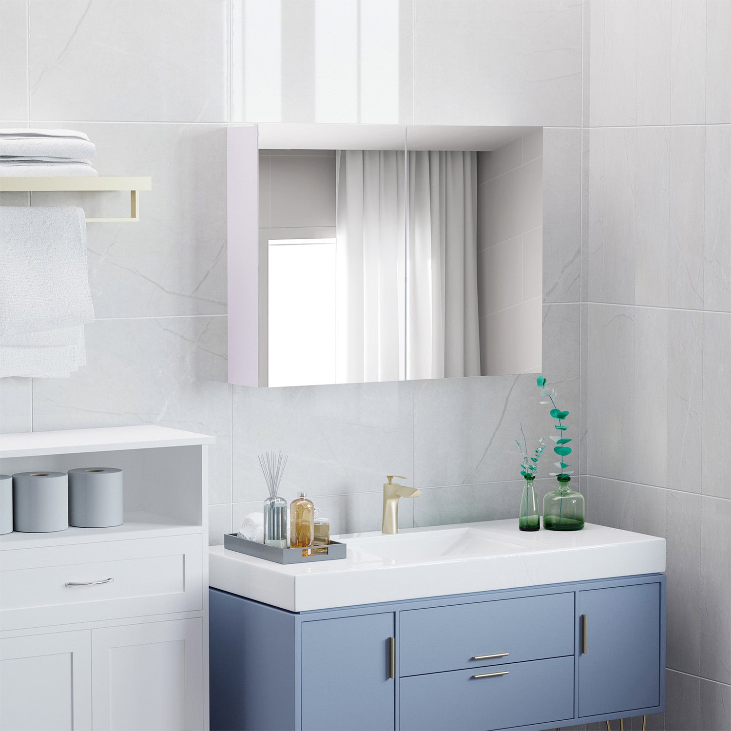 Double Door Wall Mounted Bathroom Mirror