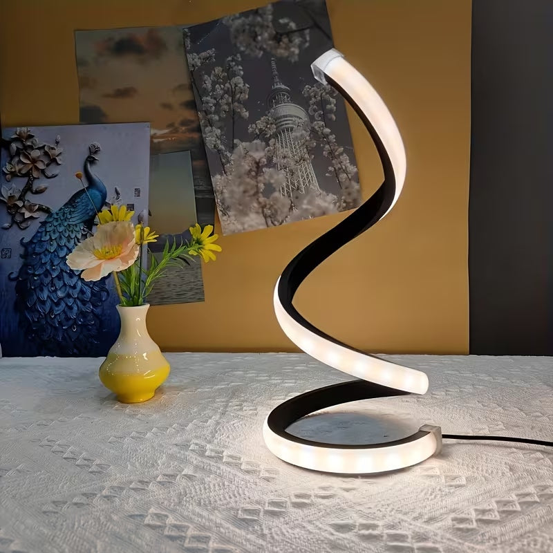 Spiral LED Desk Lamp, Dimmable 3-Color Bedside Light, Set of 2