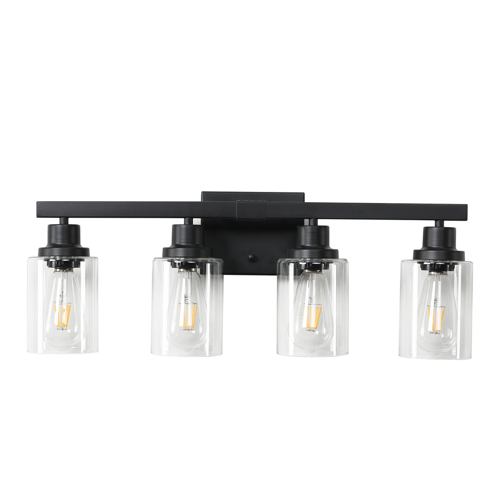 24 Modern Black 4-Light Bathroom Vanity Light Fixture