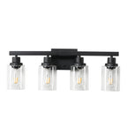 24 Modern Black 4-Light Bathroom Vanity Light Fixture