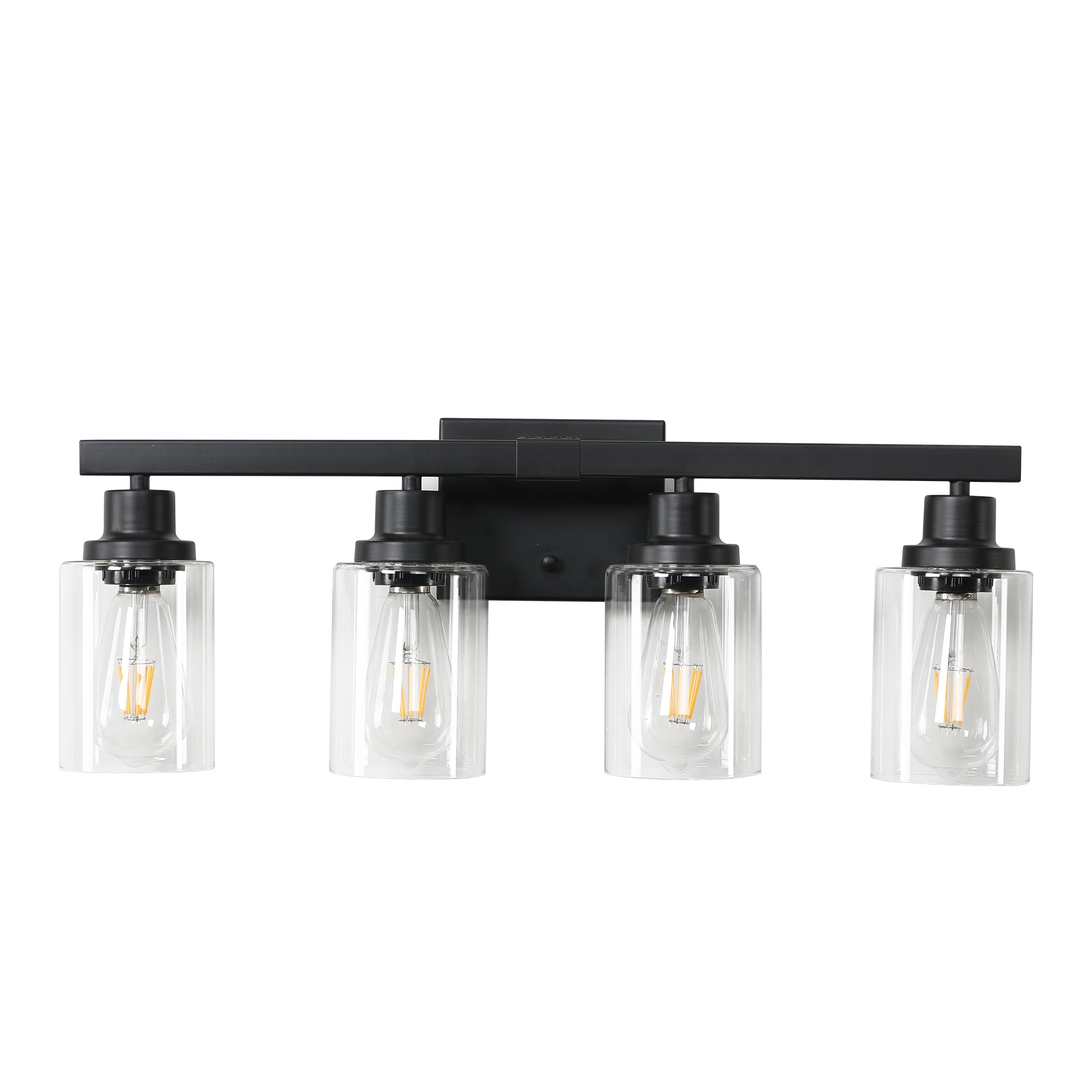 24 Modern Black 4-Light Bathroom Vanity Light Fixture