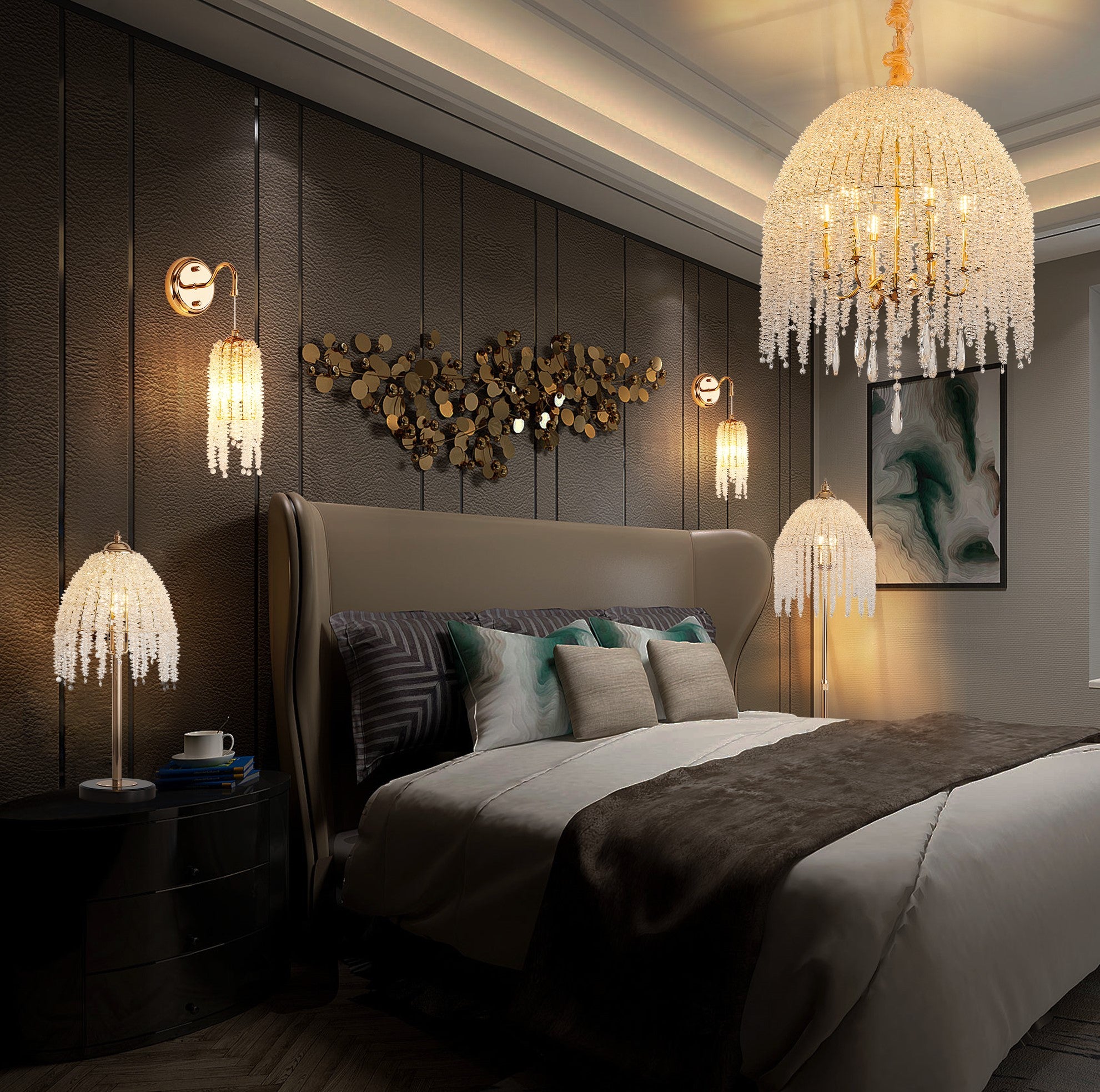 19 H Elegant Crystal Table Lamp Vintage Waterfall Design With Crystal